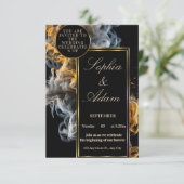 エレガントなブラック&ゴールドの結婚式招待状 エンクロージャーカード (スタンド正面)