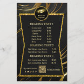 エレガントなブラック＆ゴールドの美容室料金表 チラシ (正面)