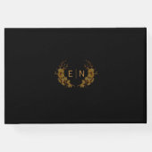 エレガントなブラック＆ゴールドの花柄ゲストブック ゲストブック (裏面)