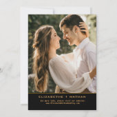 エレガントなブラック&ゴールドの花鳥オーダーメイドフォト セーブザデート (裏面)