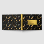 エレガントなブラック&ゴールドの風船 記念品 ゲストブック (全面)