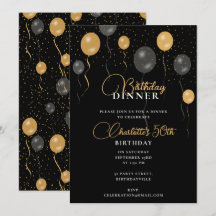 エレガントなブラック＆ゴールドの風船 誕生日ディナー