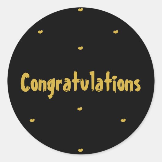 エレガントなブラック&ゴールド おめでとう ラウンドステッカー ラウンドシール (正面)
