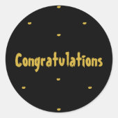 エレガントなブラック＆ゴールド お祝い丸ステッカー ラウンドシール (正面)