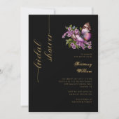 エレガントなブラック＆ゴールド：パーソナライズされたプリンセスシャワー 招待状 (正面)