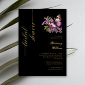 エレガントなブラック＆ゴールド：パーソナライズされたプリンセスシャワー 招待状