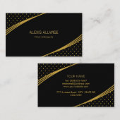 エレガントなブラック＆ゴールド 名刺 (正面/裏面)