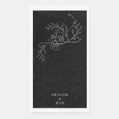 エレガントなブラック シノワーズリー ゲスト ペーパー ナプキン (正面)