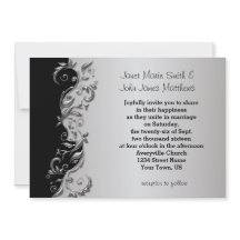 エレガントなブラック＆シルバーのフラワーをあしらったウェディングデザイン