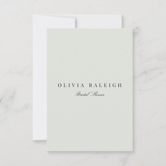 エレガントなブラック＆セージ ブライダルシャワー招待状 招待状 (正面)