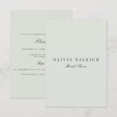 エレガントなブラック＆セージ ブライダルシャワー招待状 招待状 (正面/裏面)