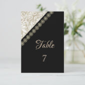 エレガントなブラック、ダマスク テーブル カード (スタンド正面)