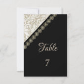 エレガントなブラック、ダマスク テーブル カード (裏面)