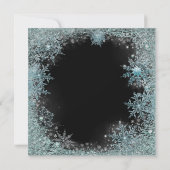 エレガントなブラック ティールブルー スノーフレーク クリスマスパーティー 招待状 (裏面)