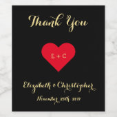 エレガントなブラック フェイクゴールド スクリプト 結婚 婚約 ワインラベル (シングルラベル)