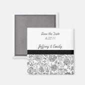 エレガントなブラック フラワー ウェディング フェア マグネット (正面/裏面)