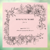 エレガントなブラック フラワー フレーム サロン フローリスト ピンク ウィンドウサイン (シート3)