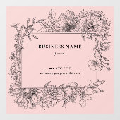 エレガントなブラック フラワー フレーム サロン フローリスト ピンク ウィンドウサイン (シート)