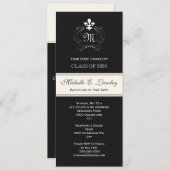 エレガントなブラック フルール ド リス フォーマル 卒業式 招待状 (正面/裏面)