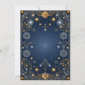 エレガントなブラック、ブルー＆ゴールドのハッピー・ニュー・イヤー シーズンカード (裏面)