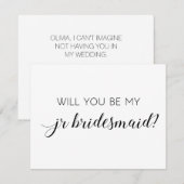 エレガントなブラック＆ホワイトのあなたは私のジュニアブライズメイドになってくれる？ 招待状 (正面/裏面)