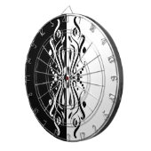 エレガントなブラック&ホワイトのアブストラクトハーレクインスタイル ダーツボード (正面右)