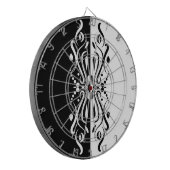 エレガントなブラック&ホワイトのアブストラクトハーレクインスタイル ダーツボード (正面左)