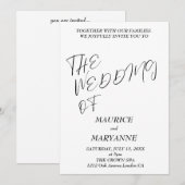 エレガントなブラック＆ホワイトのウェディング 招待状 (正面/裏面)