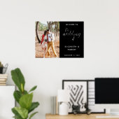 エレガントなブラック＆ホワイトのウェルカムウェディングフォト シック ポスター (ホームオフィス)