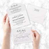 エレガントなブラック&ホワイトのオールインワン結婚式招待状 オールインワン招待状