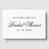 エレガントなブラック&ホワイトのカリグラフィーブライダルシャワー ゲストブック (正面)