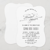 エレガントなブラック＆ホワイトのカリグラフィーブライダルシャワー 招待状 (正面/裏面)