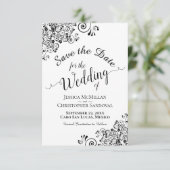 エレガントなブラック&ホワイトのカリグラフィー結婚式 セーブザデート (スタンド正面)