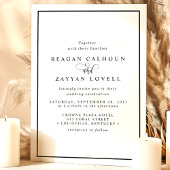 エレガントなブラック＆ホワイトのカリグラフィー結婚式 招待状