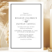 エレガントなブラック＆ホワイトのカリグラフィー結婚式 招待状