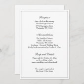 エレガントなブラック＆ホワイトのクラシックウェディングレセプション 招待状 (正面/裏面)