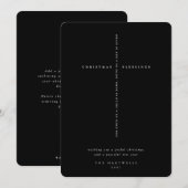 エレガントなブラック + ホワイトのスクリプチャークロス シーズンカード (正面/裏面)