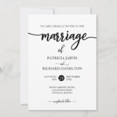 エレガントなブラック＆ホワイトのスクリプトウェディング 招待状 (正面)