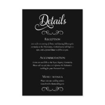 エレガントなブラック＆ホワイトのスクリプト結婚式の詳細