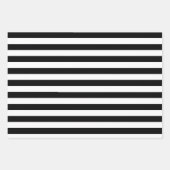 エレガントなブラック＆ホワイトのストライプ ラッピングペーパーシート (正面2)