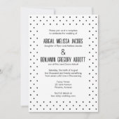 エレガントなブラック&ホワイトのドット柄パーティー会場 招待状 (正面)