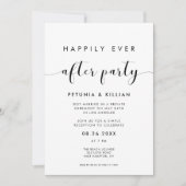 エレガントなブラック＆ホワイトのハッピーエンドパーティー 招待状 (正面)