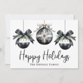 エレガントなブラック＆ホワイトのハッピーホリデーズ シーズンカード (正面)