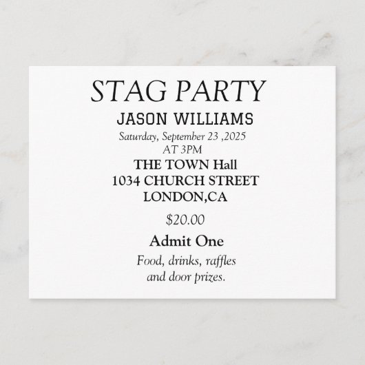 エレガントなブラック＆ホワイトのハンティングパーティー招待状 ポストカード (正面)