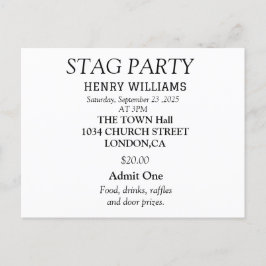 エレガントなブラック＆ホワイトのハンティングパーティー招待状 ポストカード