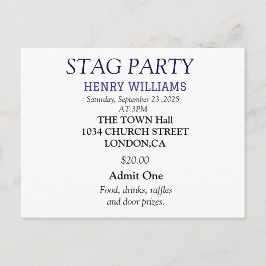 エレガントなブラック＆ホワイトのハンティングパーティー招待状 ポストカード (正面)