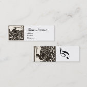 エレガントなブラック＆ホワイトのピーコックモノグラム スキニー名刺 (正面/裏面)