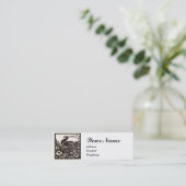 エレガントなブラック＆ホワイトのピーコックモノグラム スキニー名刺 (スタンド正面)