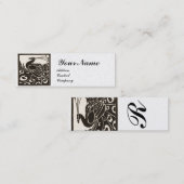 エレガントなブラック＆ホワイトのピーコックモノグラム ラグジュアリー パール スキニー名刺 (正面/裏面)