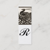 エレガントなブラック＆ホワイトのピーコックモノグラム ラグジュアリー パール スキニー名刺 (裏面)